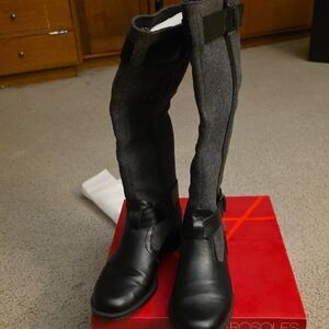 Aerosoles Black and Gray Riding Boots